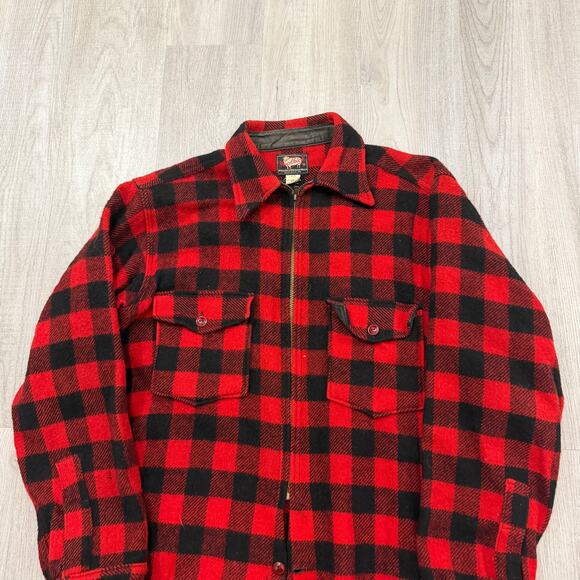 Vintage Woolrich Shirt Jacket Large Hunting Buffalo Plaid Flannel Shacket 60s - Picture 2 of 10
